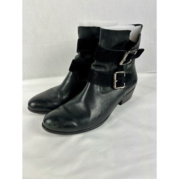 Paul Green Denver Biker Moto Boots Black Leather 8 Harness Buckles - Picture 12 of 12